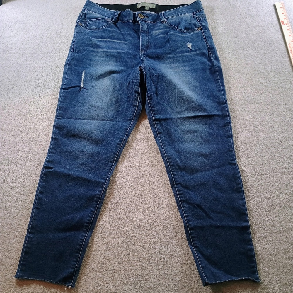Wit & Wisdom Womens Ab-solution Blue Size 12 Distressed Raw Hem Jeans